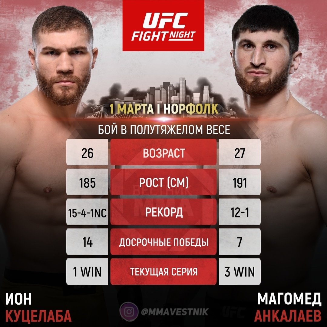 Magomed Ankalaev I Ion Kucelaba Vstretyatsya V Kletke Na Ufc Norfolk Informacionnoe Agentstvo Groznyj Inform